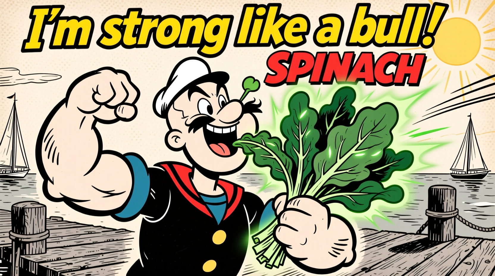 Vintage Popeye comic showing character eating spinach