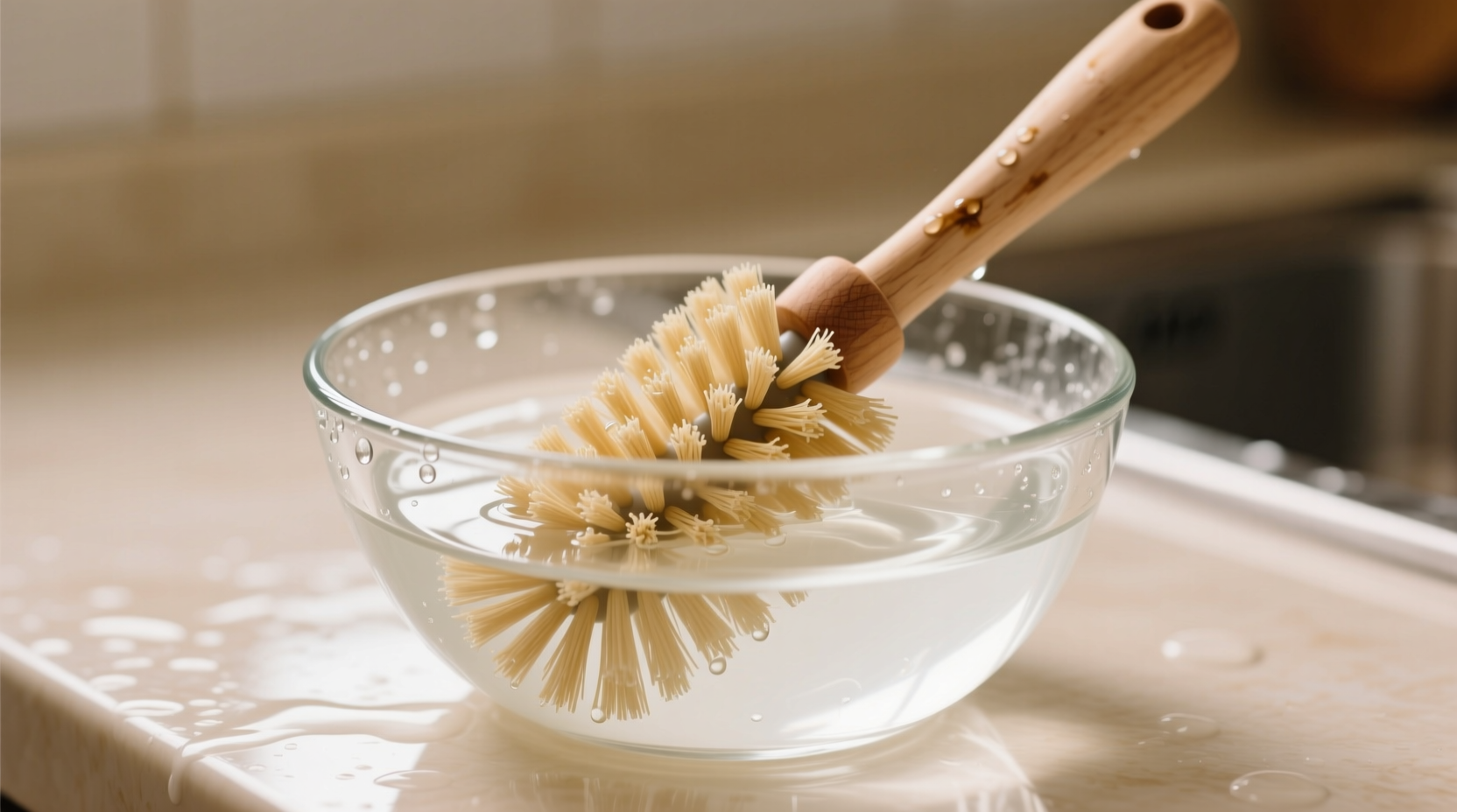 clean and disinfect your dish brush with a bath in vine