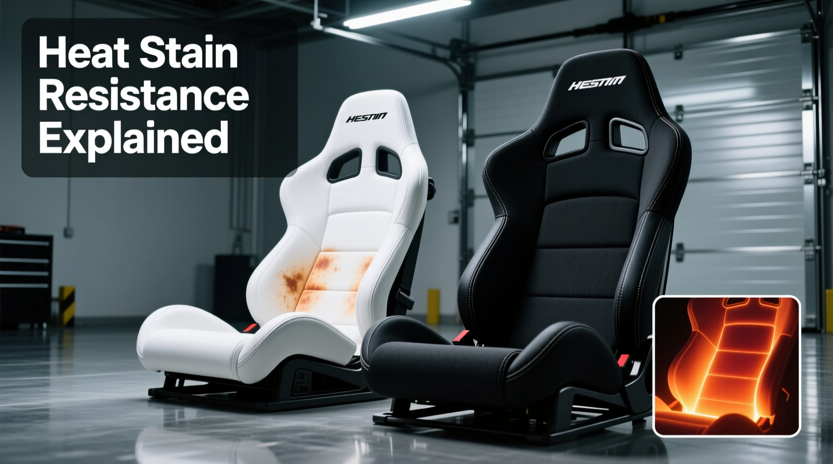 white vs black racing seats heat stain