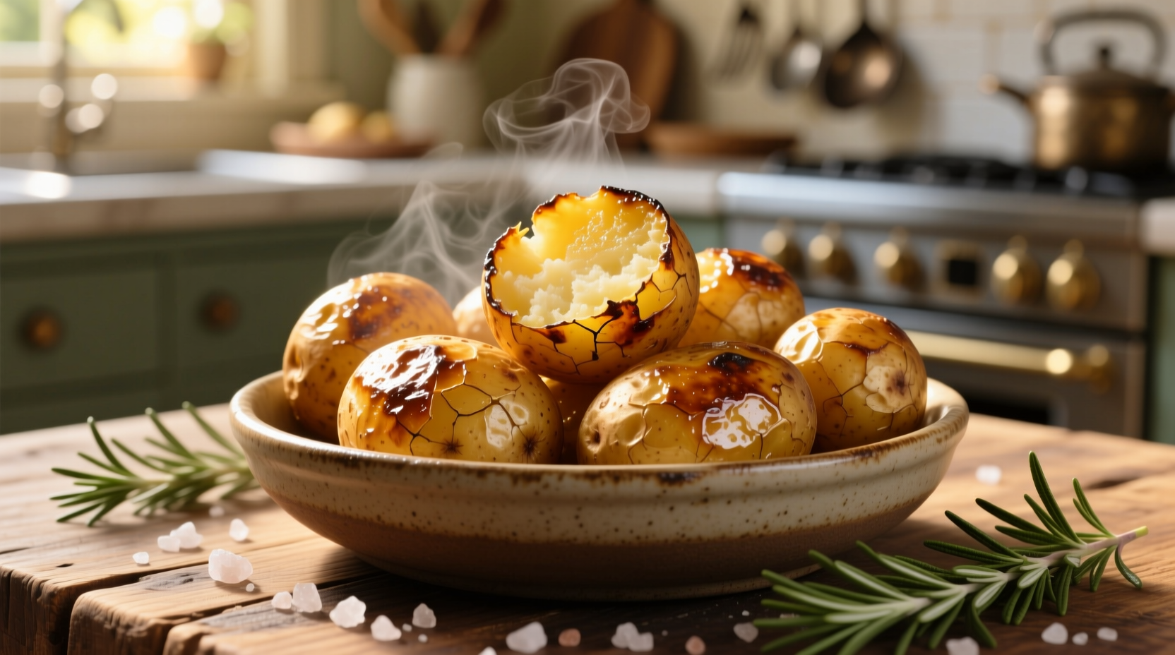 Perfectly roasted golden potatoes with crispy edges