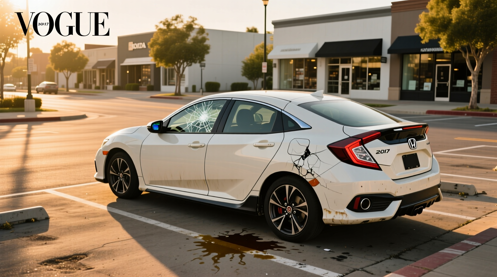 White 2017 Honda Civic hatchback parked on urban street