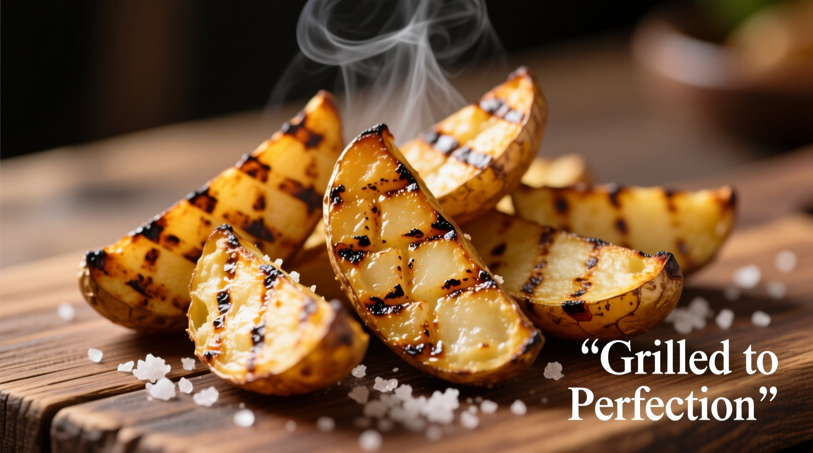 Grilled potato wedges with perfect char marks