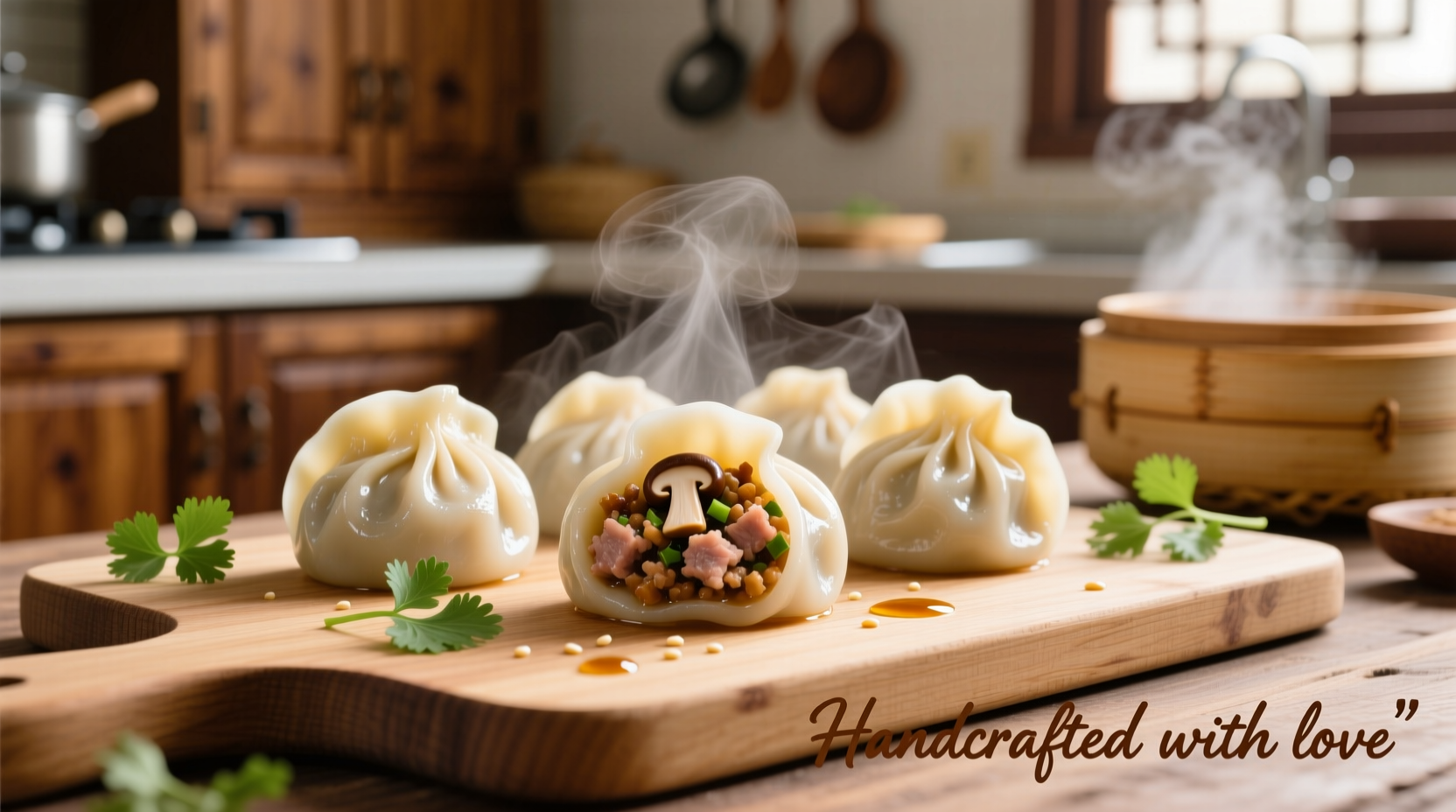 Homemade potato starch dumplings with filling