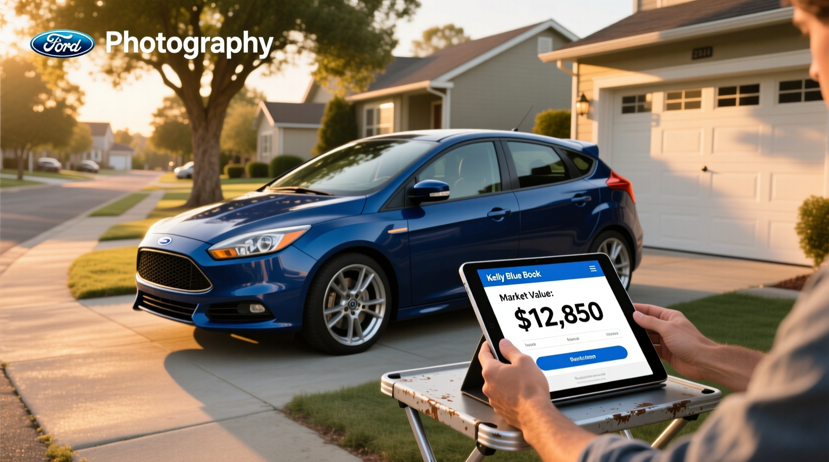 2014 Ford Focus hatchback on city street