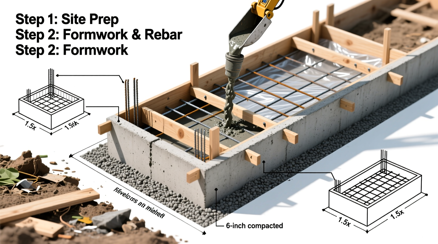 step by step guide to building durable concrete footings for any project