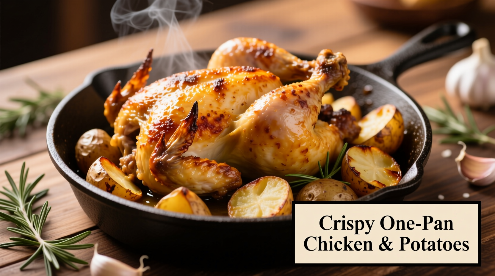 Crispy one-pan chicken and potatoes golden brown