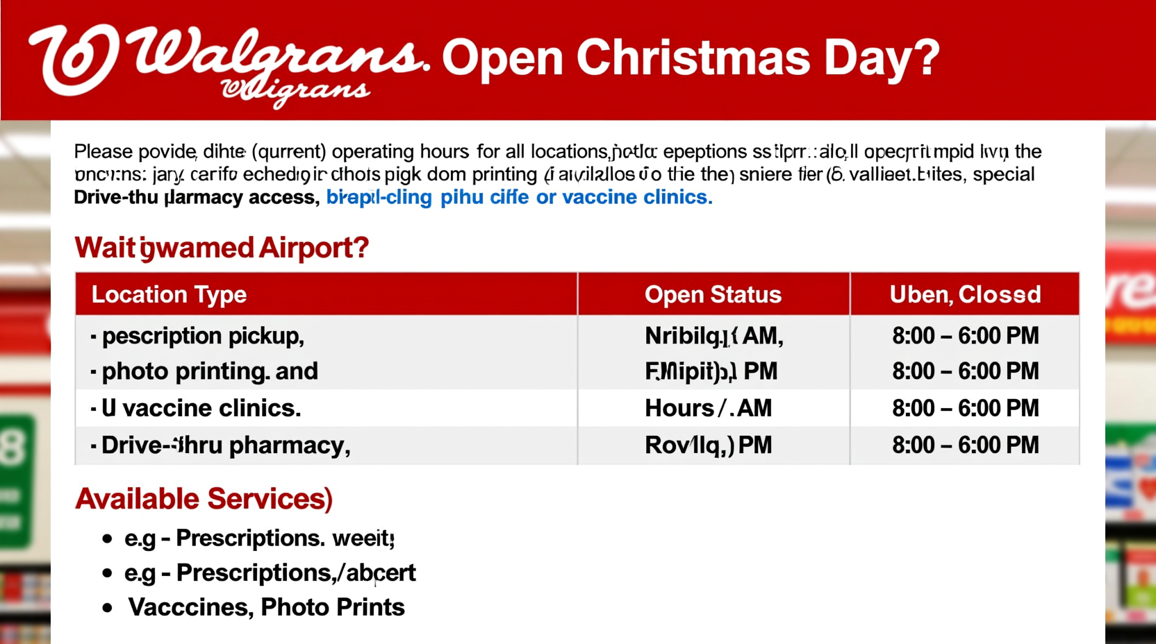 is walgreens pharmacy open on christmas day