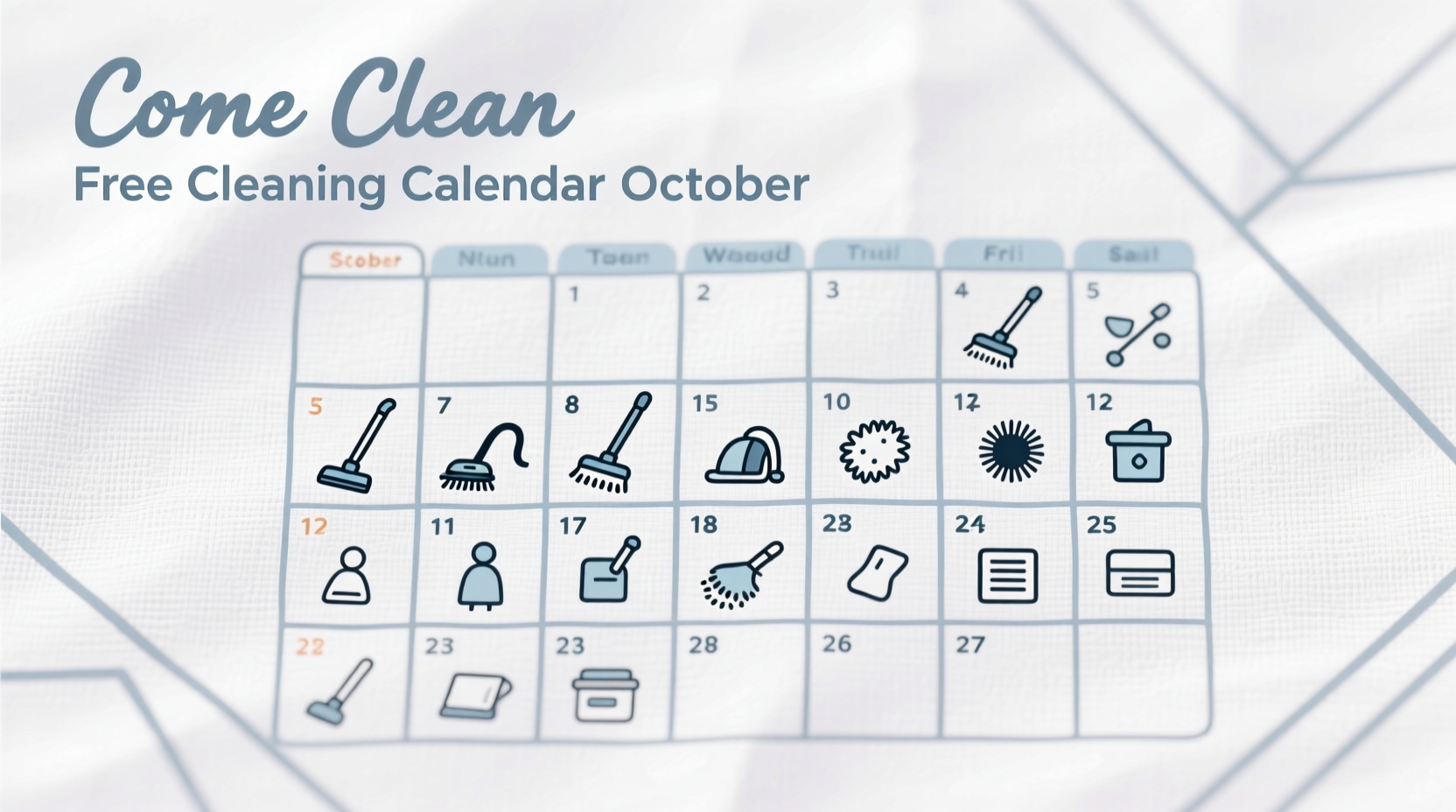 come clean free cleaning calendar october