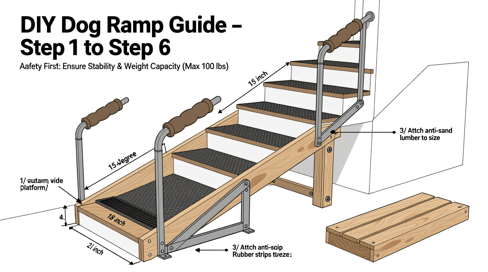step by step guide to building a safe and durable dog ramp for stairs 2