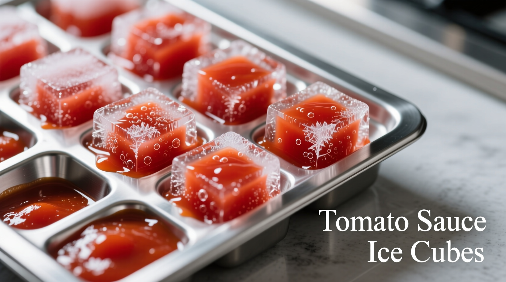 Tomato sauce freezing in ice cube trays