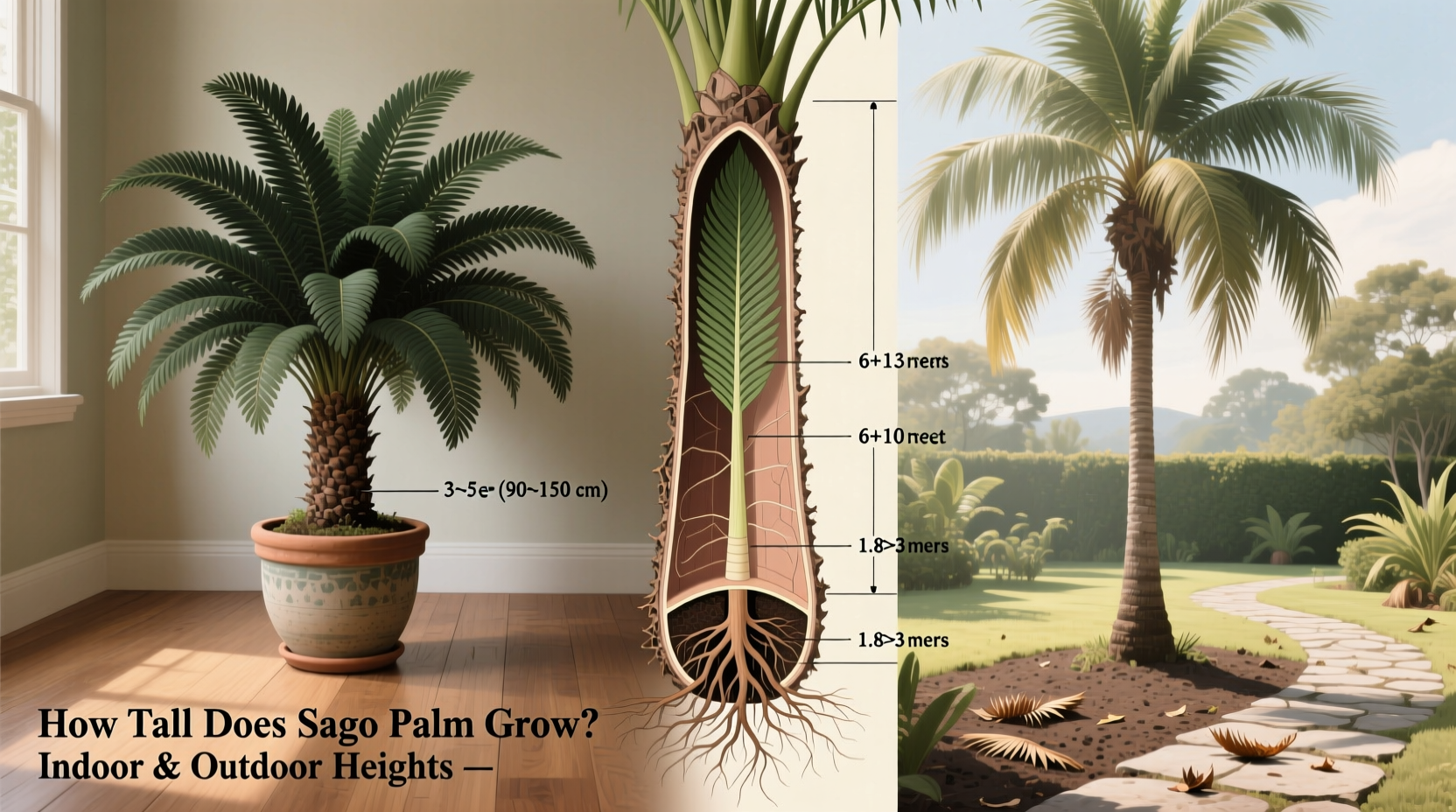 how tall does sago palm grow
