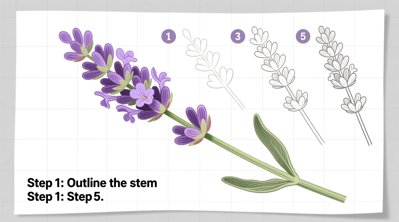 how to draw a lavender flower