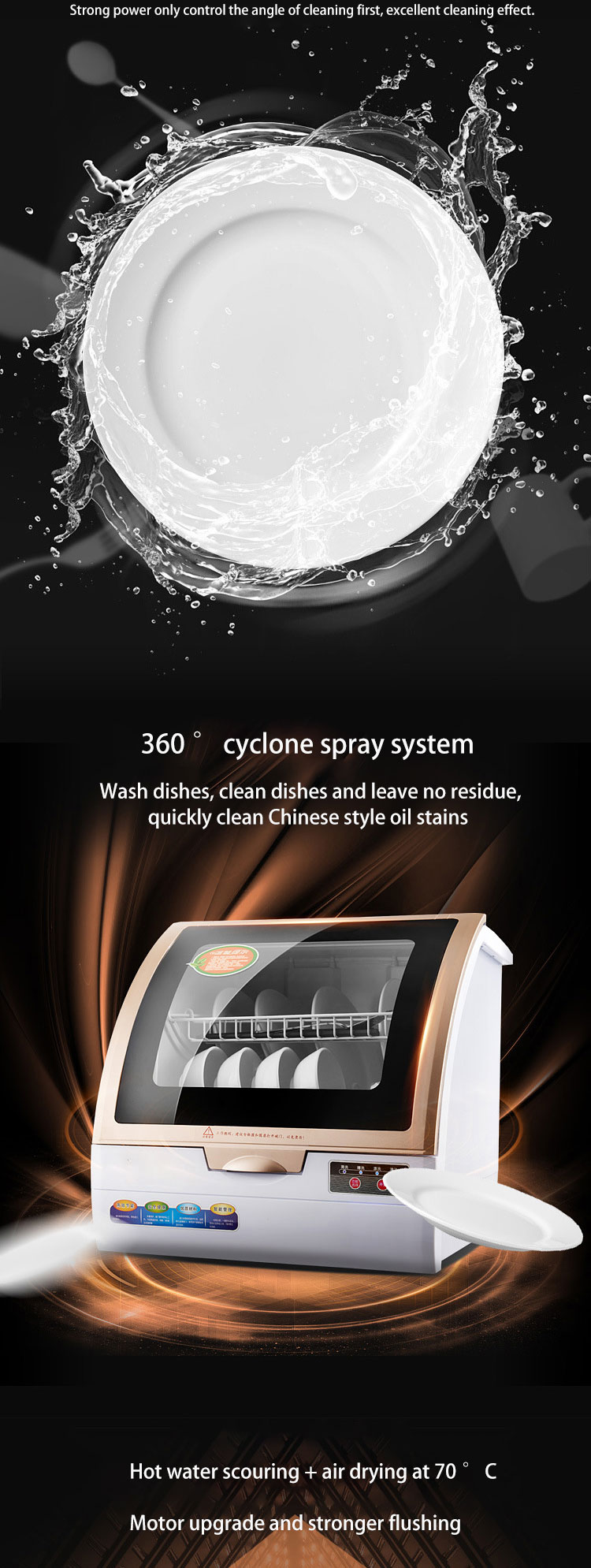 Household automatic desktop 6 sets of dishwashers, double drying, small dish washer home