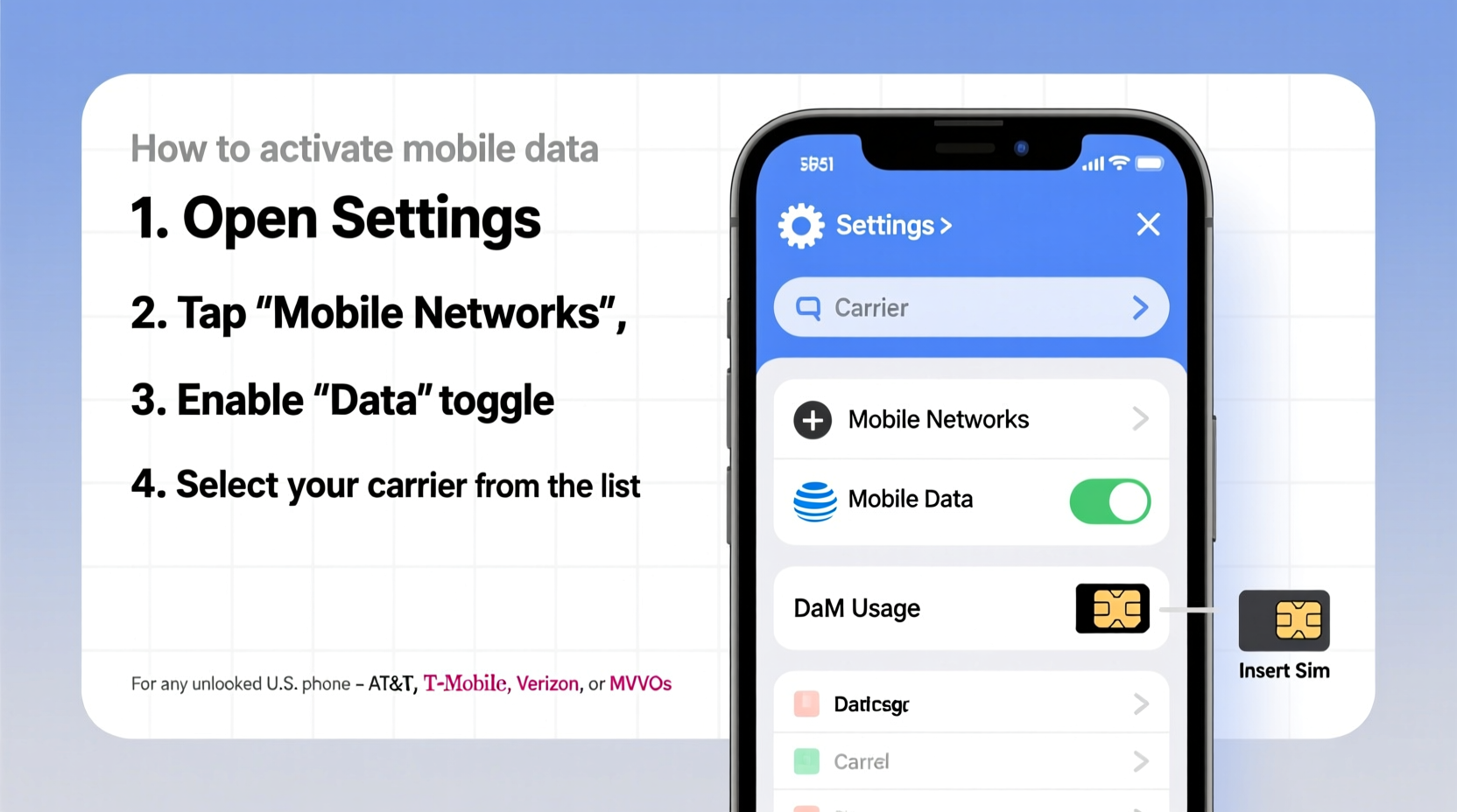 how to activate mobile data on an unlocked american phone a step by step guide for any carrier