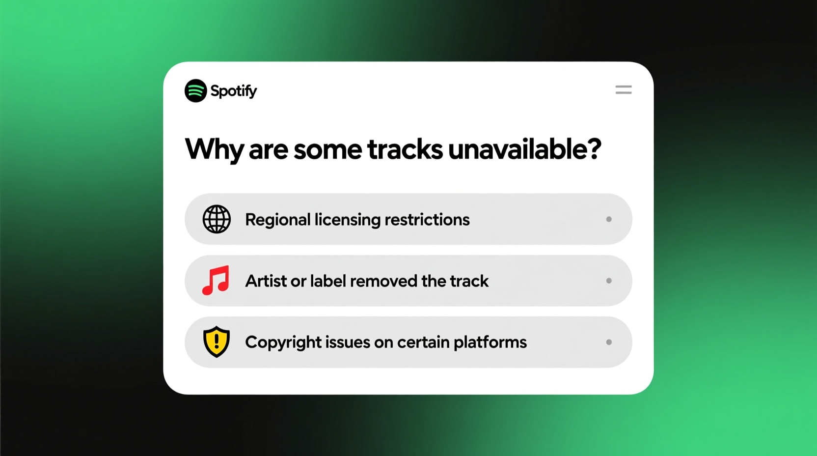 spotify why are some tracks unavailable common reasons
