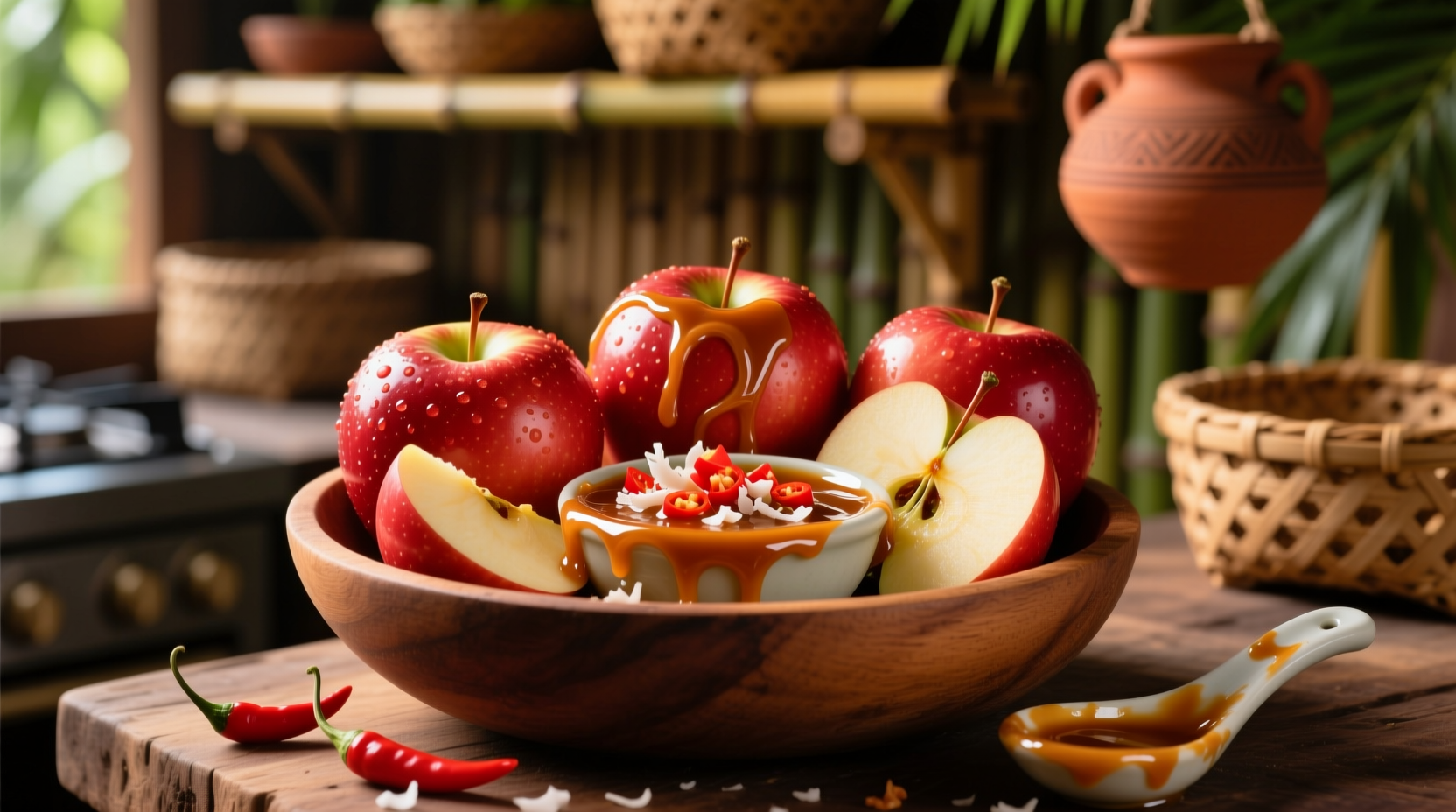 apples with thai palm sugar chili dip recipe