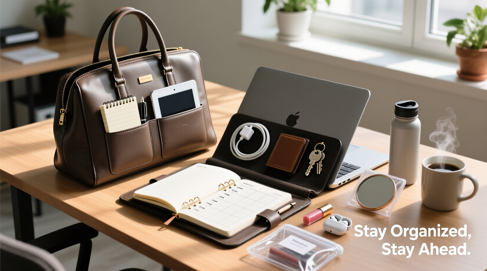 how to efficiently organize your business handbag for a productive workday