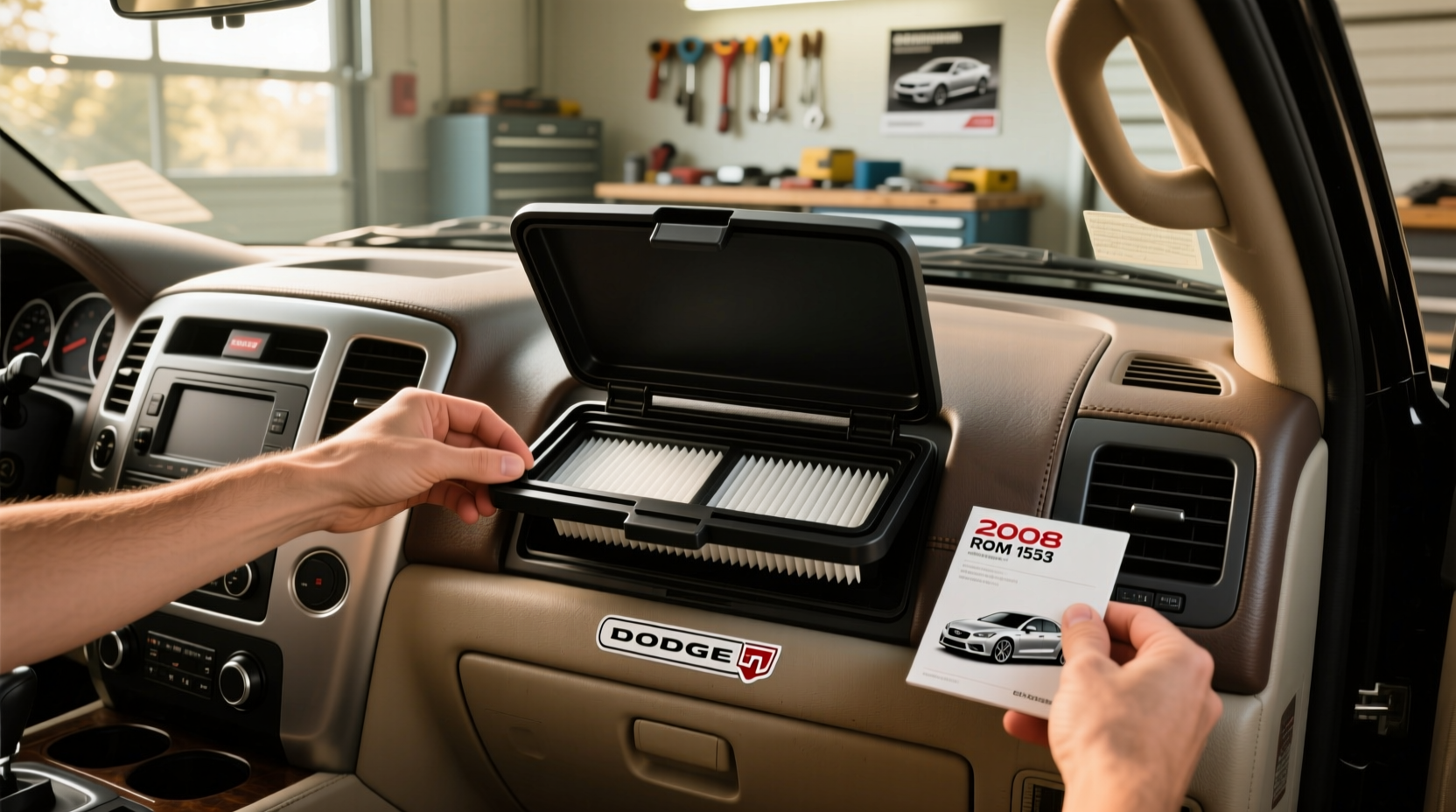 2008 Ram 1500 cabin air filter location behind glove box