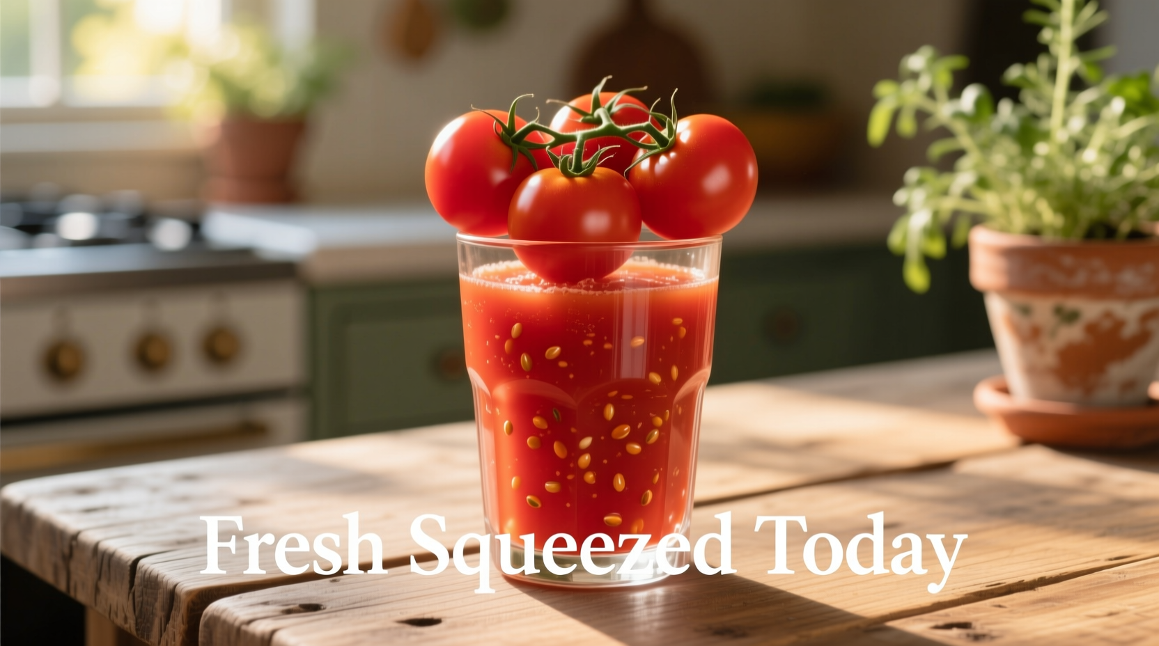 Fresh tomato juice in glass with tomatoes