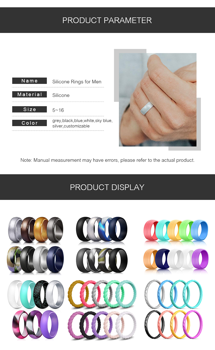 アマゾン人および女性の注文のロゴのための熱い販売のシリコーンの結婚式の婚約指輪指リング