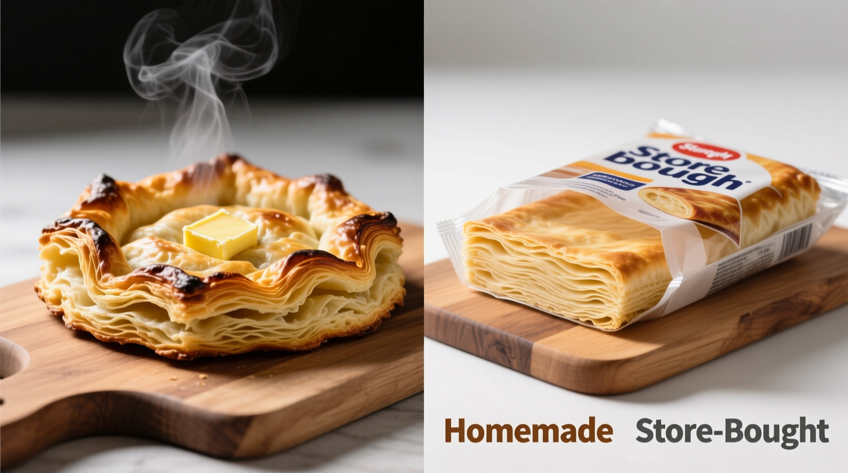 Comparison of homemade versus store-bought puff pastry results