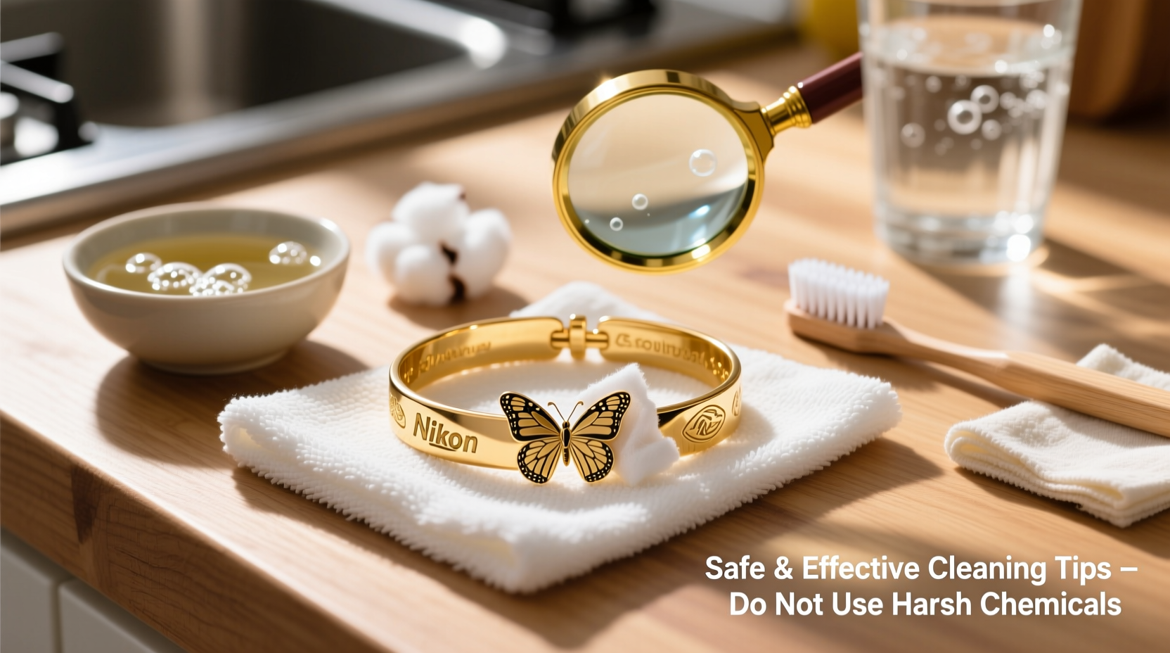 effective and safe methods to clean gold colored butterfly bracelets at home