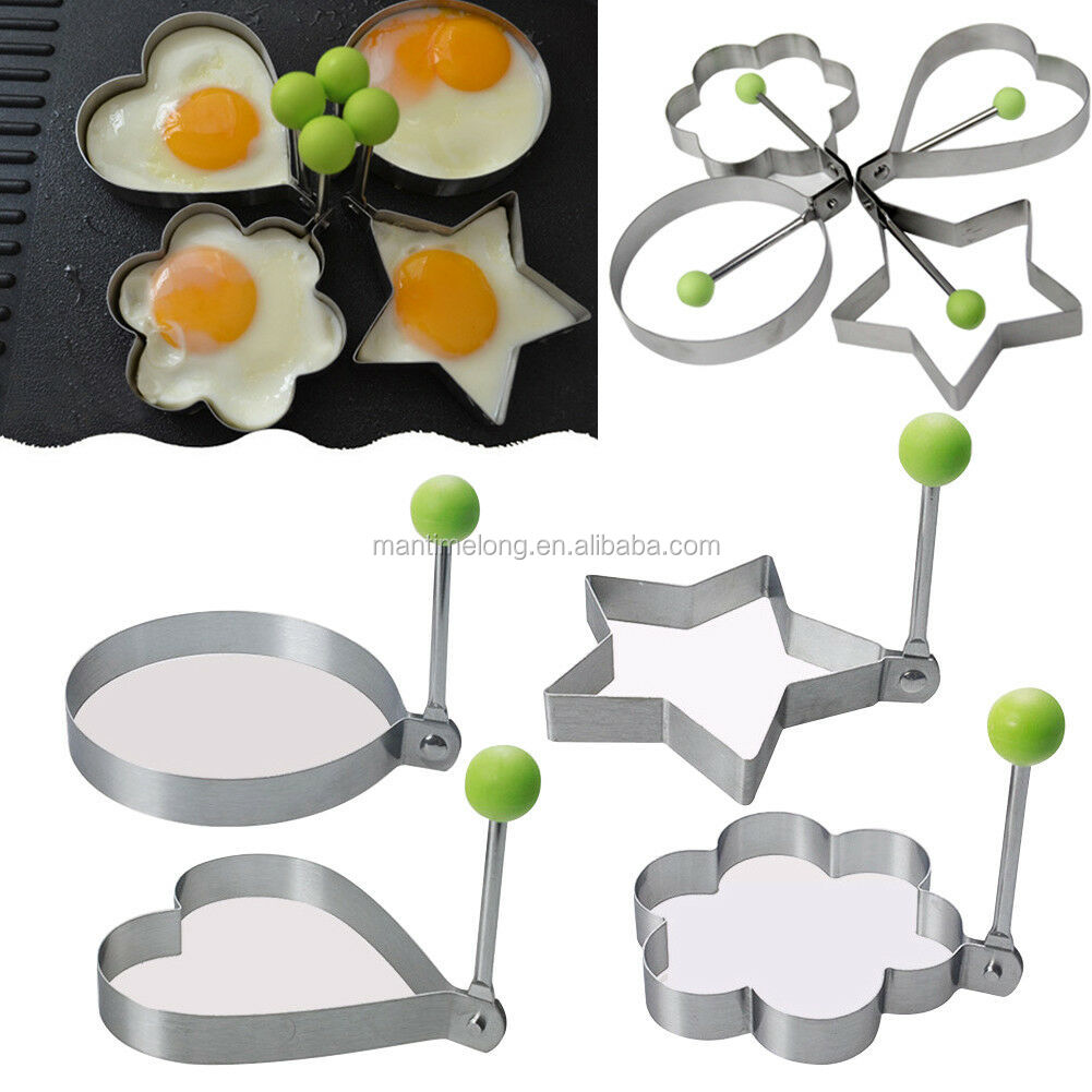 Set Di 4 Stampi In Acciaio Inox Per Pancake, Uova E Torte - Forma Di Fiore - Facili Da Pulire E Riutilizzabili