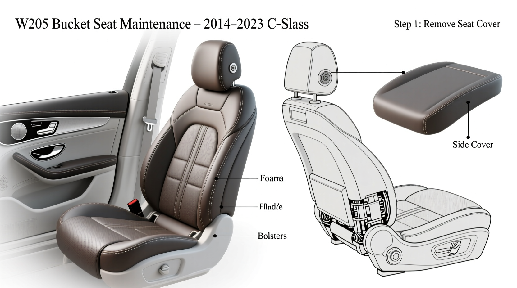 w205 bucket seat maintenance