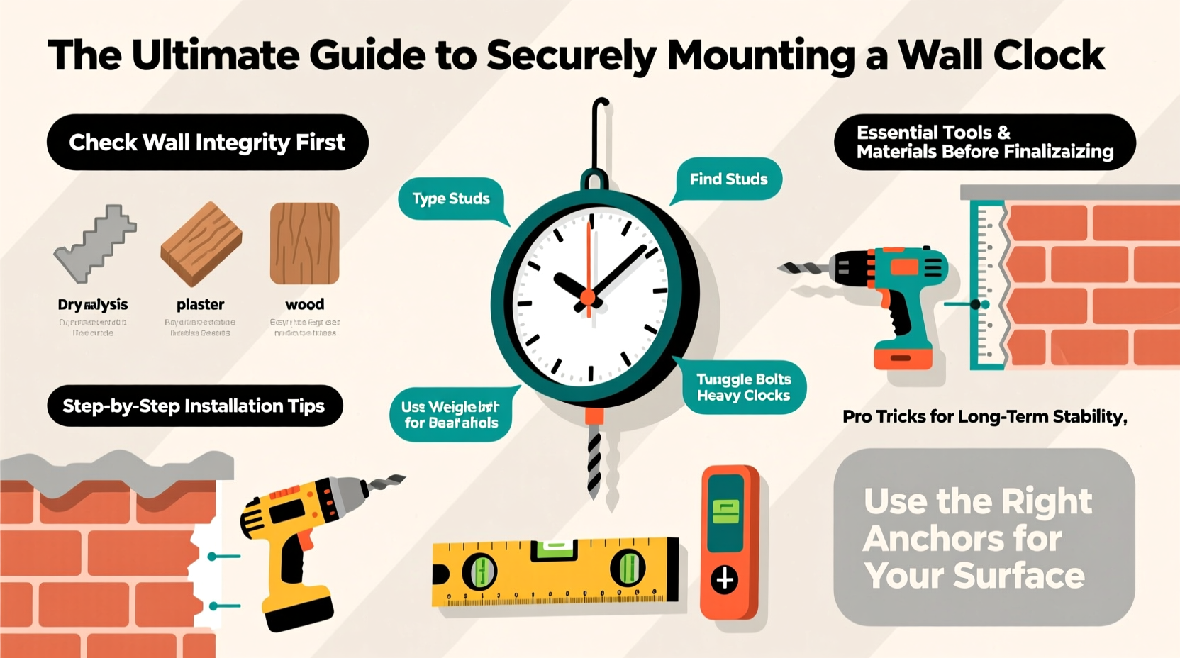 the ultimate guide to securely mounting a wall clock tips tools and tricks for every wall type