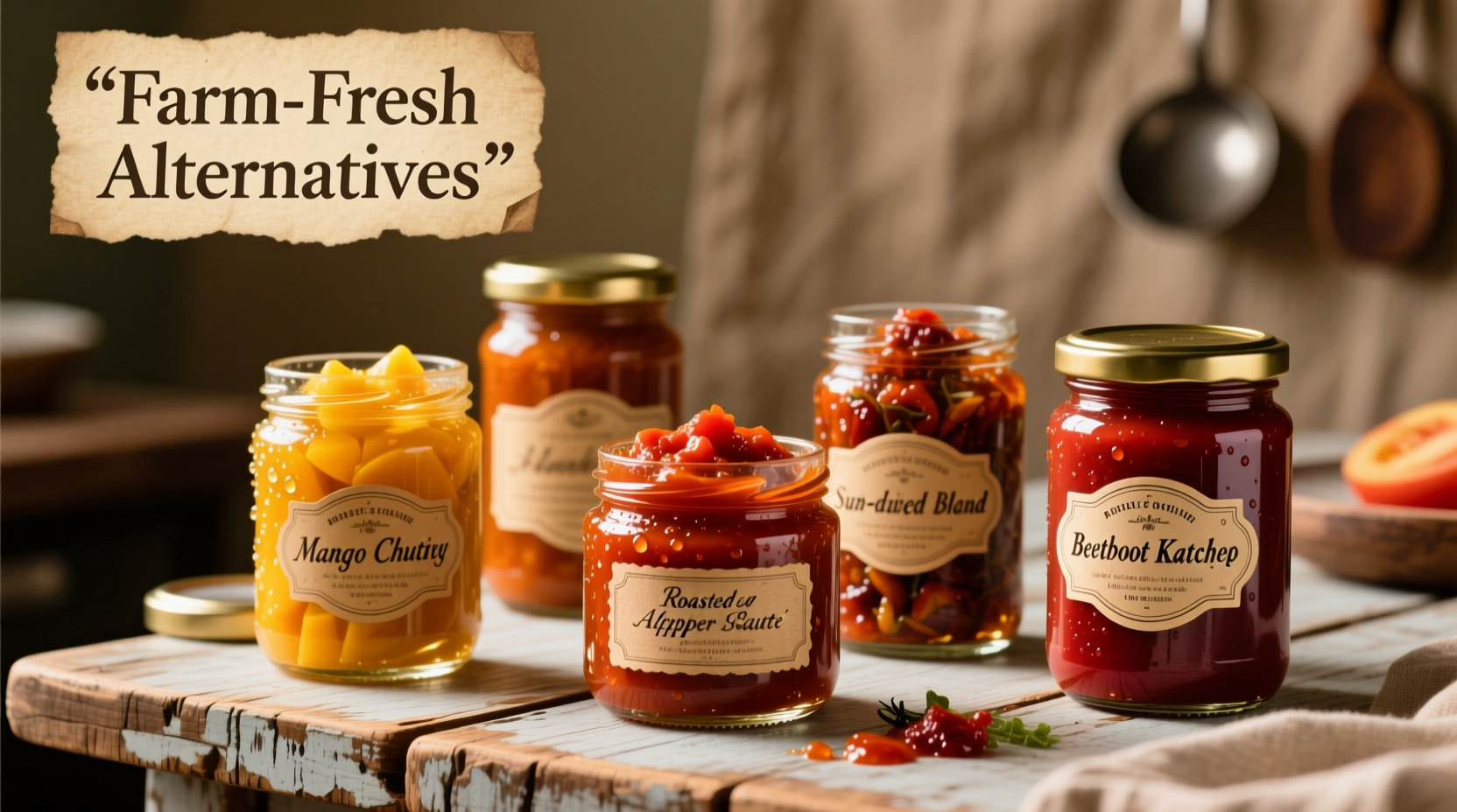 Tomato sauce alternatives in glass containers