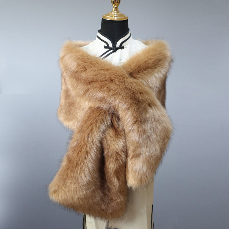 妇女的超大保暖妇女冬季披肩围巾人造毛皮披肩