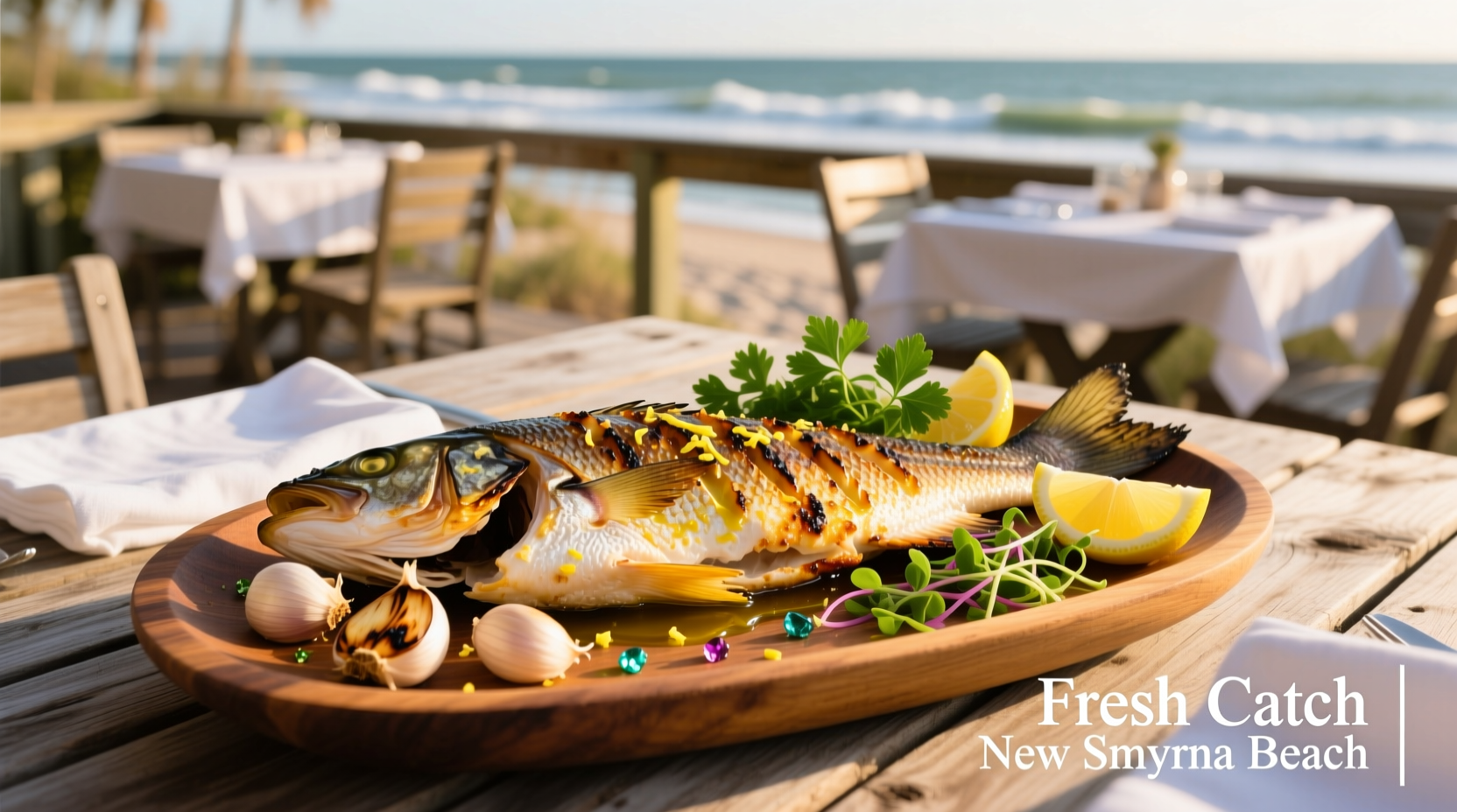 Fresh garlic roasted grouper at New Smyrna Beach restaurant