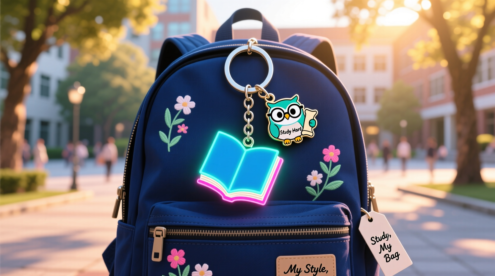 unique and trendy ideas to style your keychain on a student bag