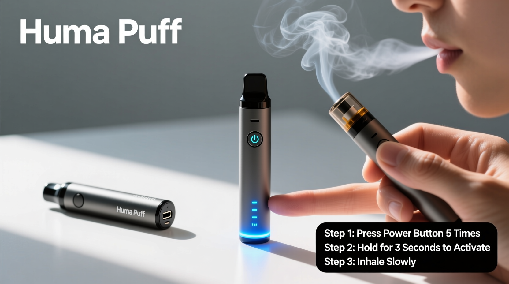 step by step guide how to properly light and use your huma puff electronic cigarette