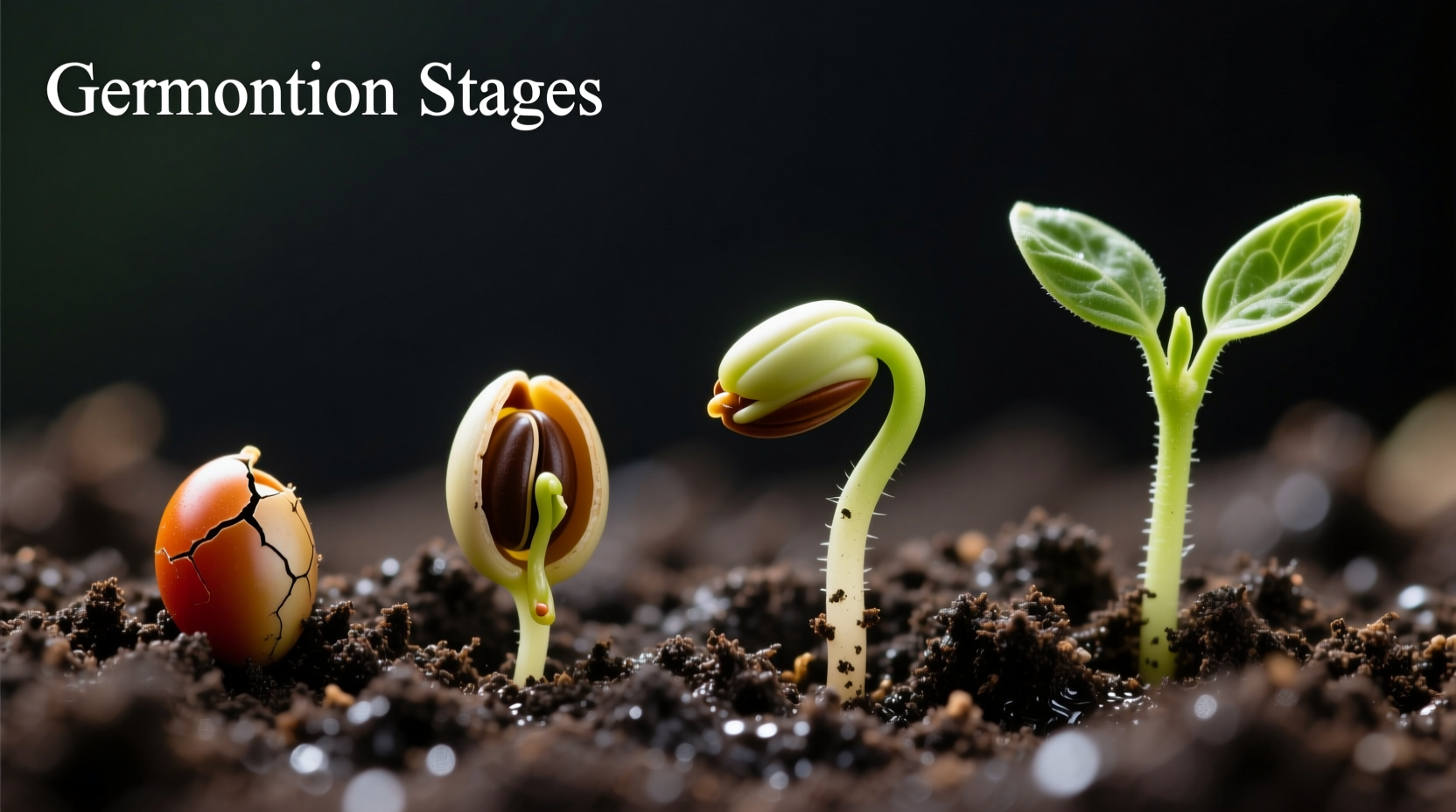 Tomato seed germination stages in soil