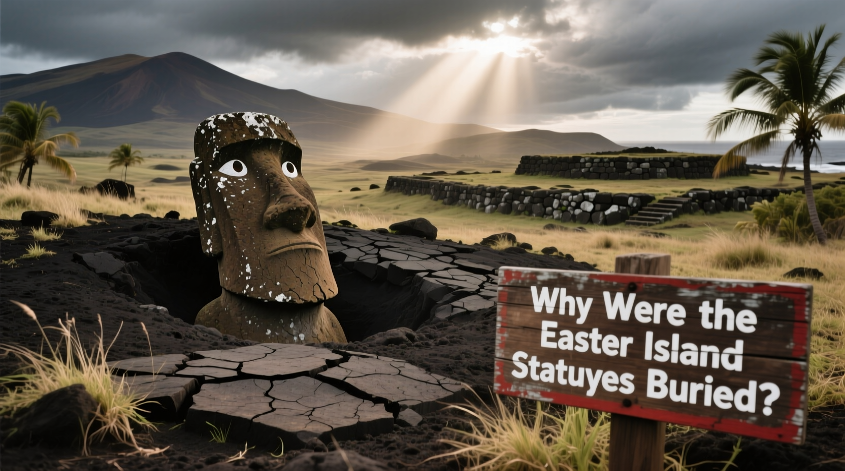 why were the easter island statues buried