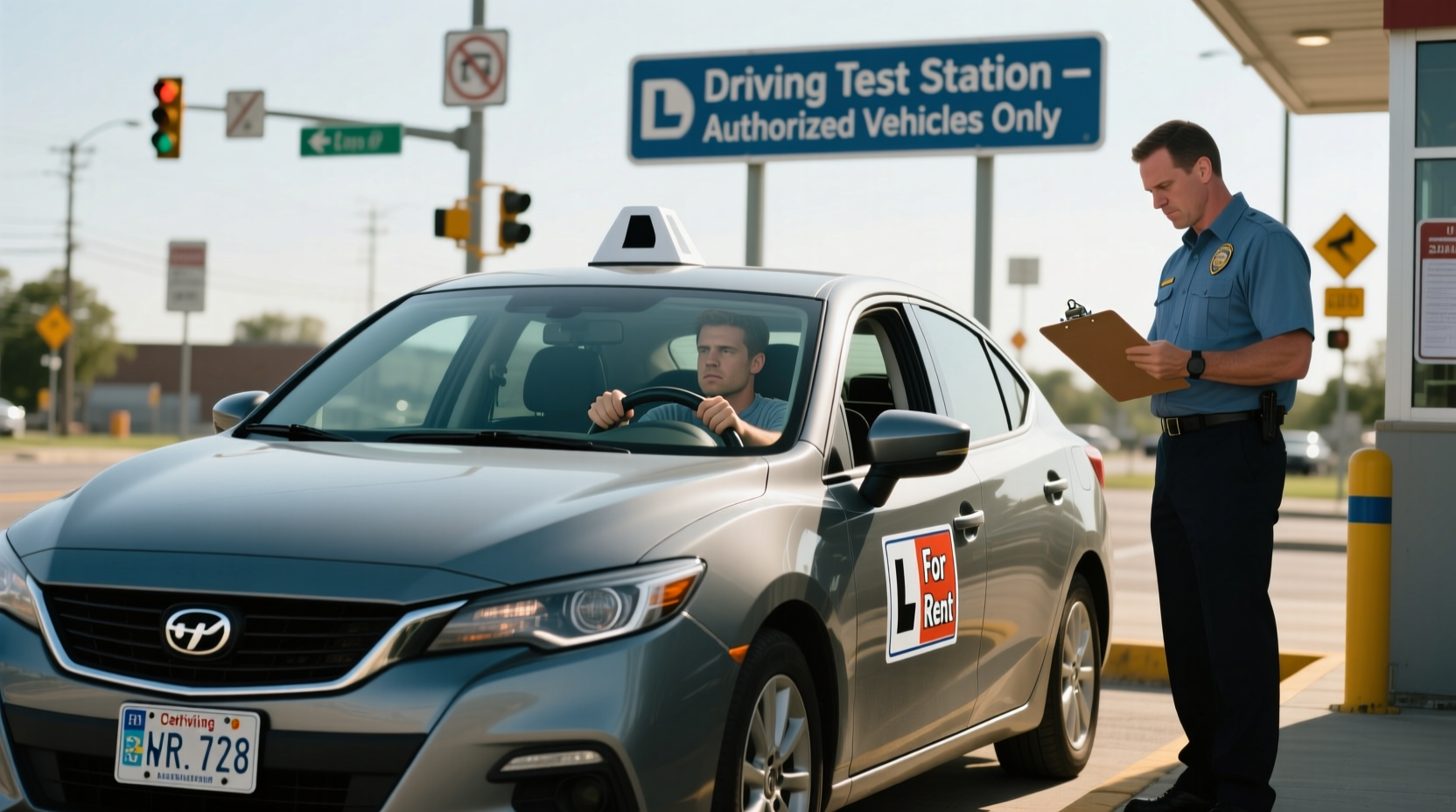 can you take a driving test in a rental car