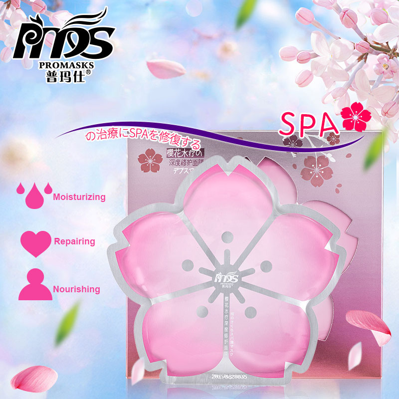 High Quality Promasks Brand Sakura Hydrating Deep Repair Sheet Mask Plastic Bag Female Enzyme Active Water Sheet Mask 3 Years