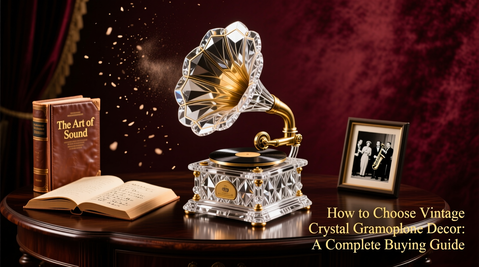 vintage crystal gramophone decor