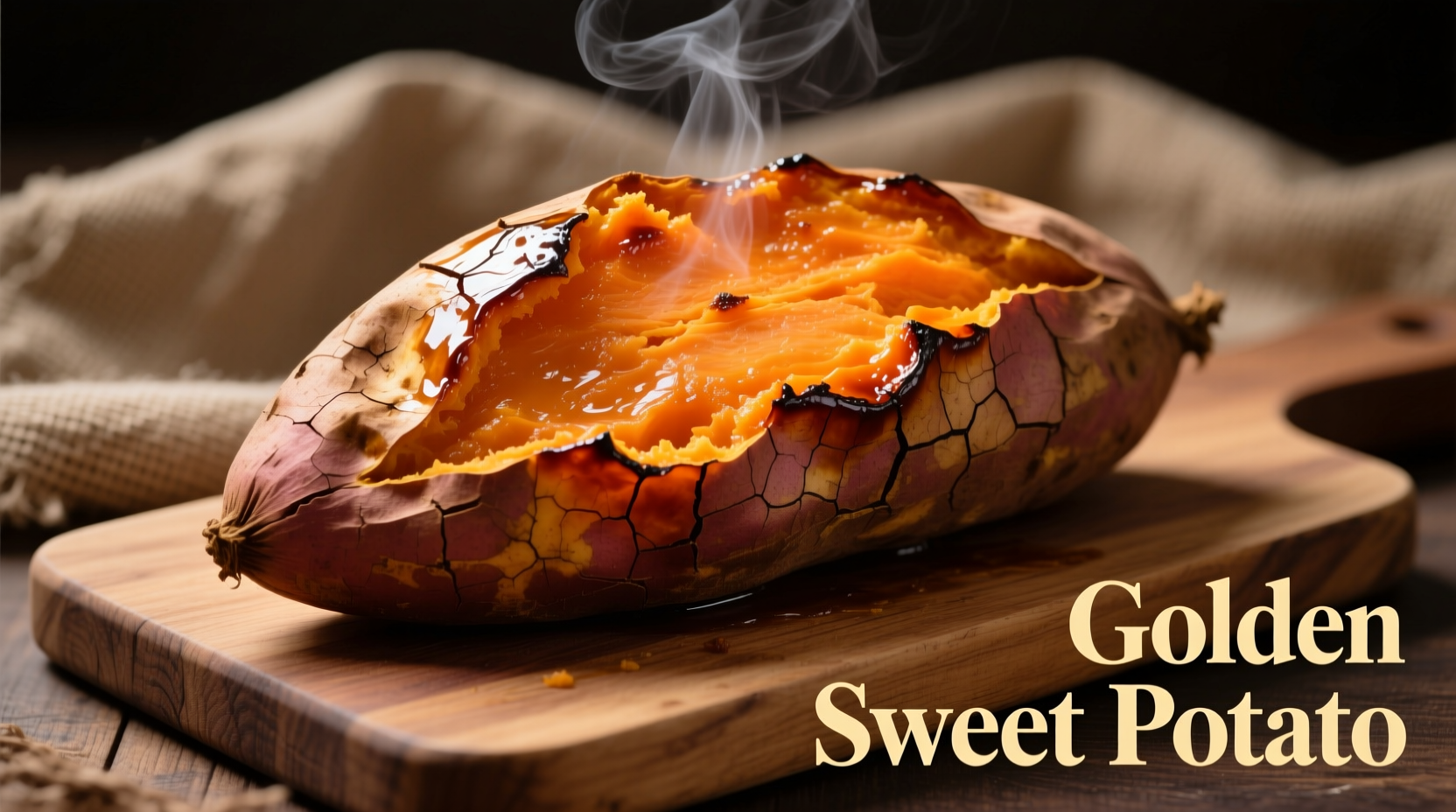 Perfectly baked large sweet potato with golden skin