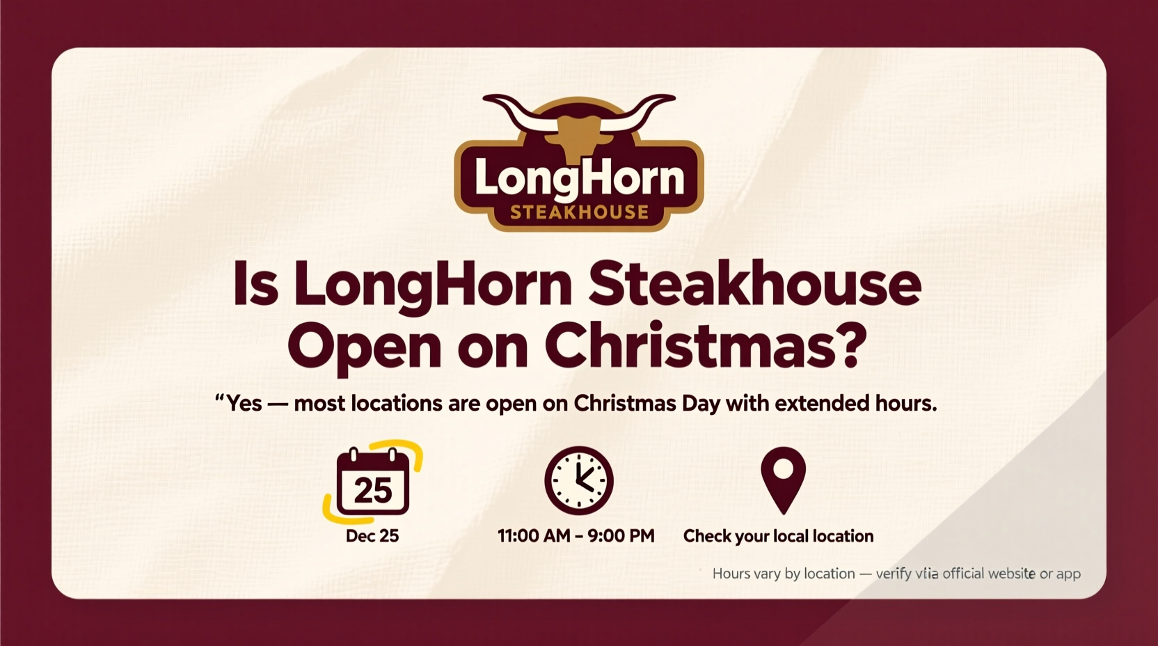 is longhorn steakhouse open on christmas