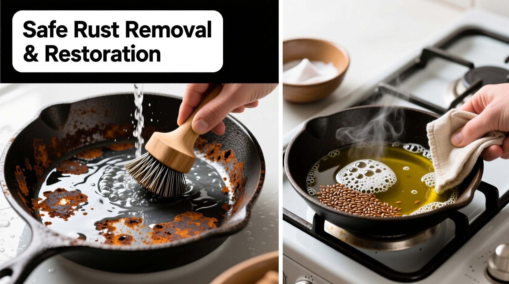 effective techniques to safely remove rust from cast iron and restore its durability