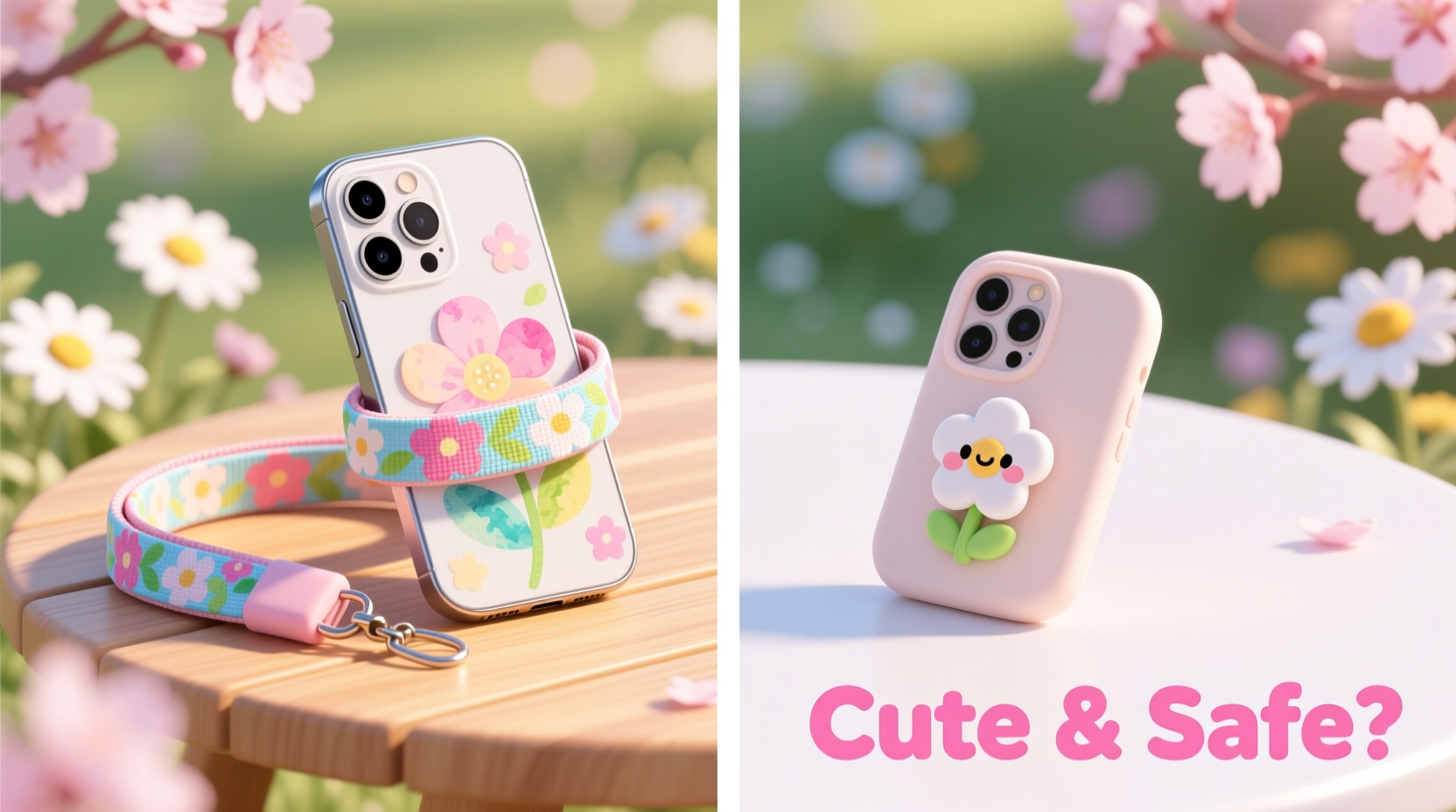 flower phone lanyard vs phone grip which is cuter and safer for your phone