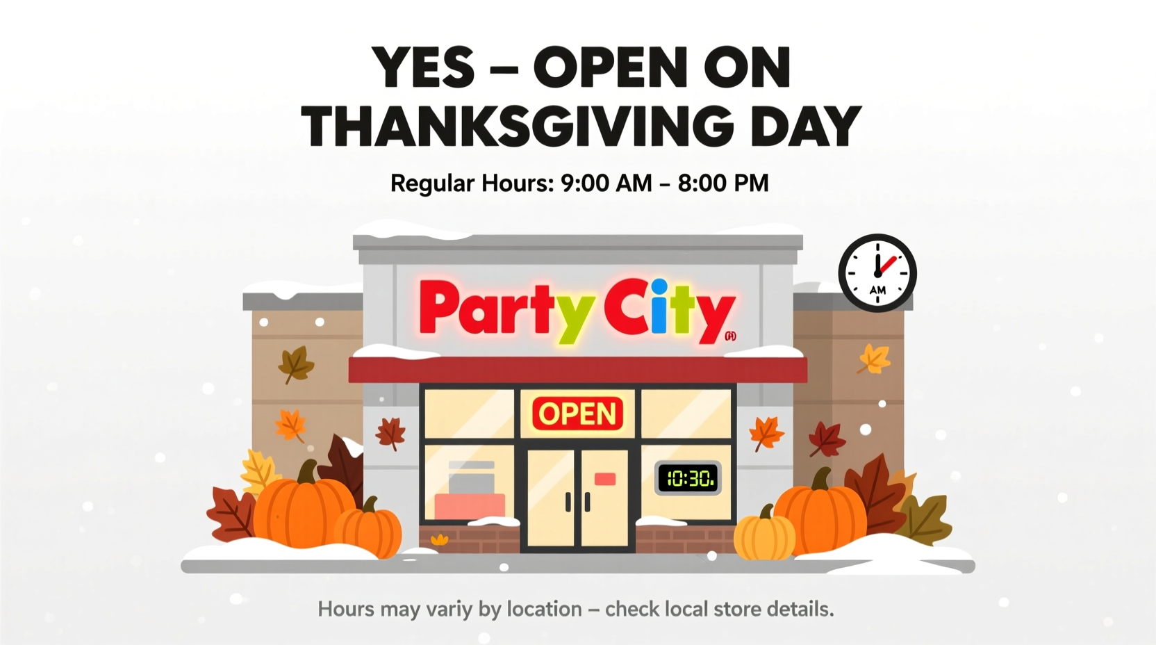 is party city open on thanksgiving day