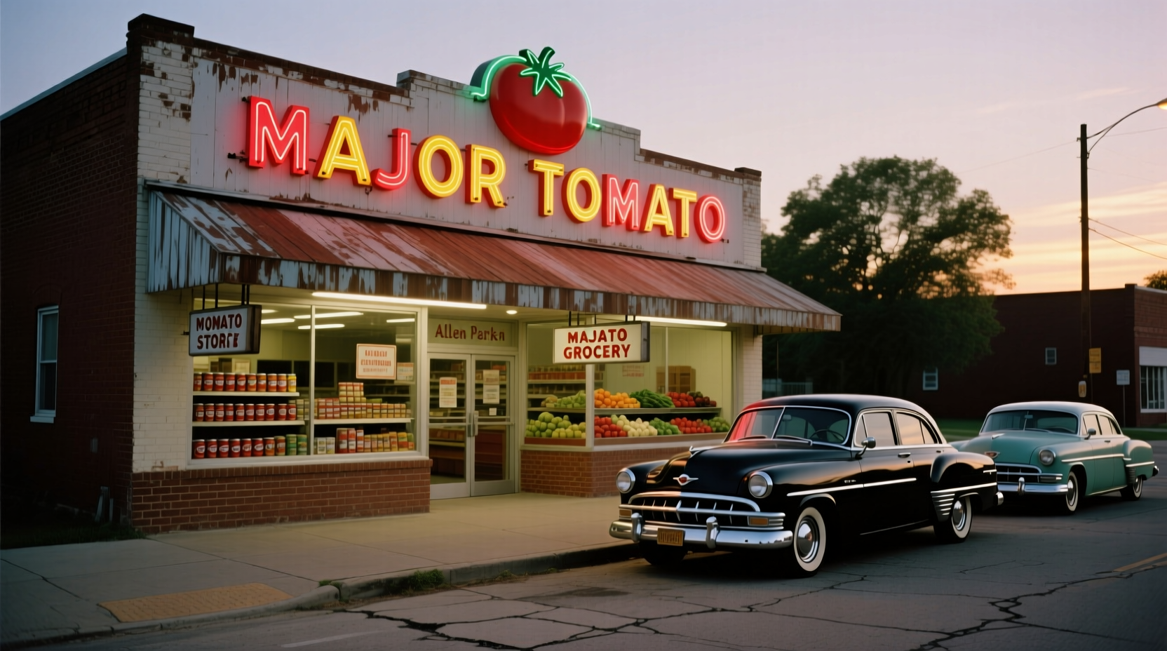 Historic photo of Major Tomato grocery store exterior in Allen Park