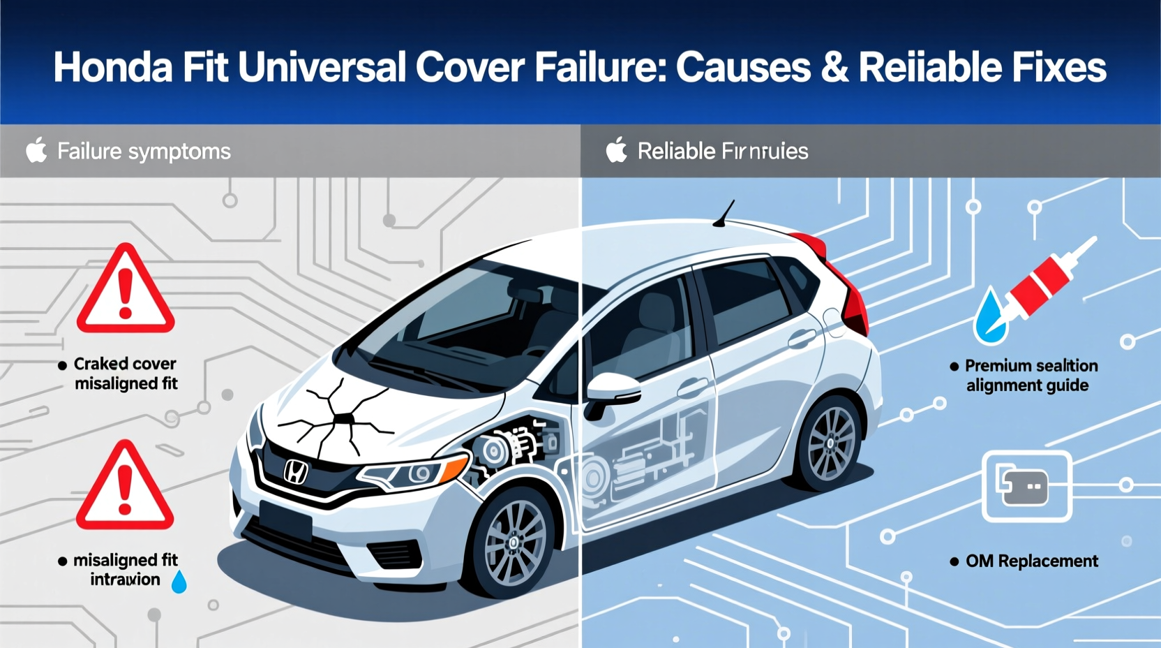 honda fit universal cover failure