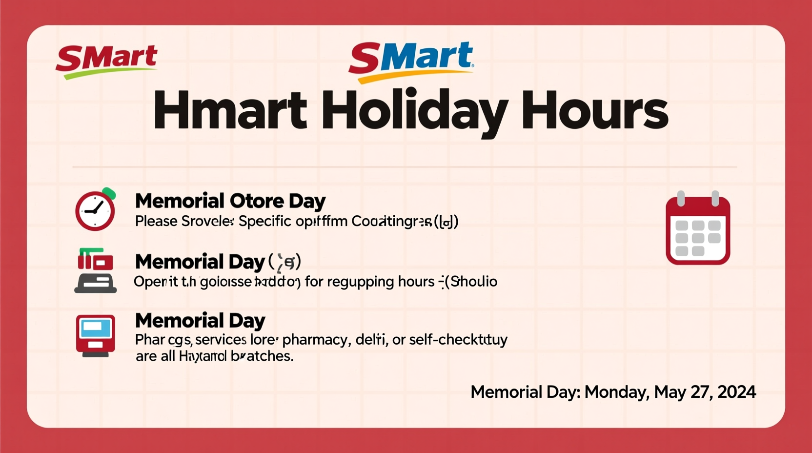 is hmart open on memorial day