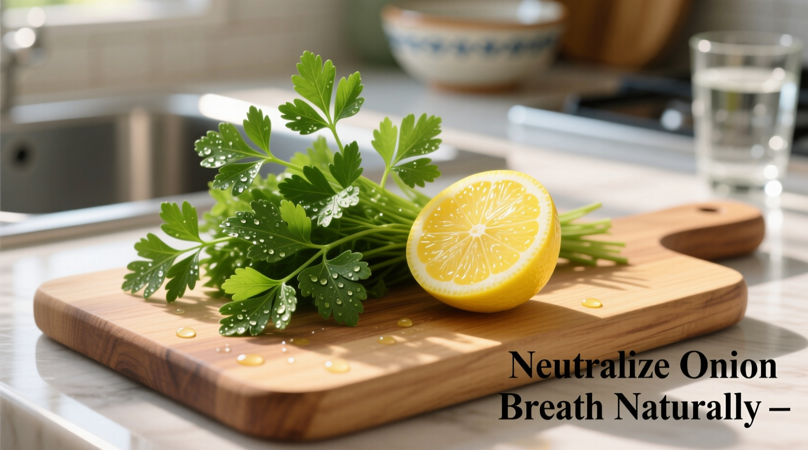 Fresh parsley and lemon for neutralizing onion breath