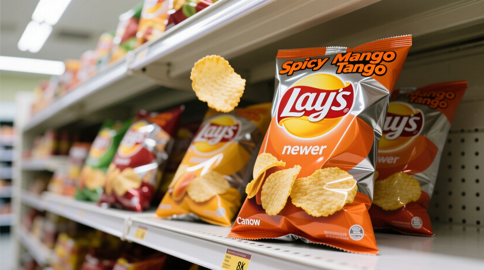 Lay's new flavor potato chips display in grocery store