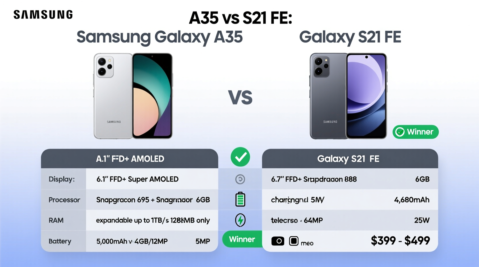 samsung a35 vs s21 fe is the newer a series actually better for the price